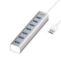 mbeat 7-Port USB 3.0 Powered Hub - USB 2.0/1.1/Aluminium Slim Design Hub with Fast Data Speeds (5Gbps) Power Delivery for PC and