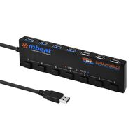 mbeat 7-Port USB 3.0 & USB 2.0 Powered Hub Manager w/ Switches - 4x USB 3.0 with 5Gbps, 3x USB 2.0 with 2.4Ghz (480Mbps) Super Fast Hub Manager