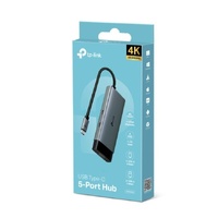 TP-Link UH5020C USB Type-C 5 in 1 Hub, 4K@60Hz HDMI, 100W Power Delivery, 1× USB-C Data Port, 2× USB-A Data Ports.
