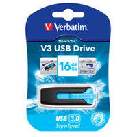 Verbatim 16GB V3 USB3.0 Blue Store'n'Go V3; Rectractable USB Storage Drive Memory Stick