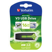 Verbatim 16GB V3 USB3.0 Green Store'n'Go V3; Rectractable USB Storage Drive Memory Stick