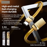 Phone cable Remax Type C gold diamond high-end metal design for Samsung Huawei