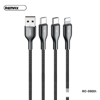 3 in 1 Multi USB Fast Charging Cable Remax Type-C iPhone Micro-USB 3.1A  Black