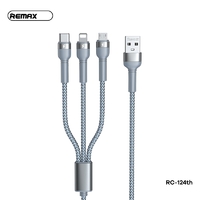 3 in 1 Multi USB Charger Charging Cable Remax Type-C iPhone Micro-USB Silver