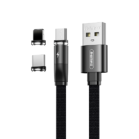 3 in 1 Magnetic Charging Cable Remax Android Micro USB Type C Lightning Black