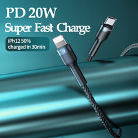Phone Cable REMAX Jany Ses 20W PD Fast Charging Data Type C to IPhone Black & Silver