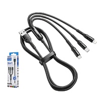 3-in-1 Phone Cable REMAX SPEED Series Safe Fast Charging RC-186th Black