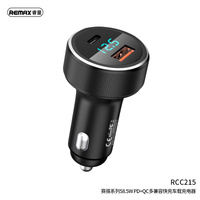 Car Charger REMAX Type-C USB 58.5W PD+QC Fast Charging RCC215 Voltage Display Black