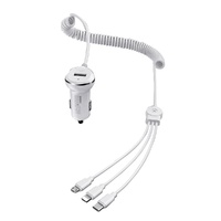 Remax Car Charger 3 in 1 Thunder USB 3.1A Type-C Micro USB Lightning Cable