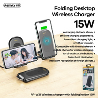 Desktop Wireless Charger REMAX Folding Fast Charging RP-W21 Phone Holder Black