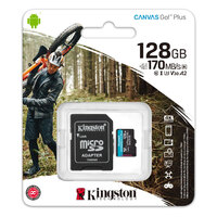 Kingston Micro SD Card Canvas Go Plus 128GB SDXC Mobile Phone 4K Action Camera U3 A2 170MB/S