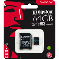Kingston 64GB Canvas Go! UHS-I microSDXC Memory Card with SD Adapter SDCG2-64GB