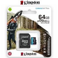 Micro SD Card Kingston Canvas Go Plus 64GB SDXC Mobile Phone 4K Action Camera U3 A2 170MB/S