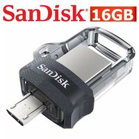SanDisk OTG USB Drive Ultra 16GB Dual Clear Flash Drive Memory Stick SDDD3-016G