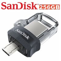 SanDisk USB Ultra 256GB Dual OTG Clear USB Flash Drive Memory Stick SDDD3-256G