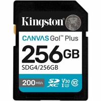 Kingston SD Card 256GB SDXC Canvas Go Plus Gen4 200MB/s Read C10 UHS-I U3 V30 160MB/s Write