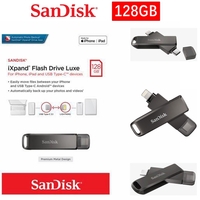 USB SanDisk 128GB iXpand Flash Drive Luxe Lightning & USB Type-C for iPhone iPad
