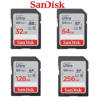 SD Card SanDisk 32GB 64GB 128GB 256GB Ultra SDHC UHS-I Memory Card 120MB/s C10 U1 Full HD 
