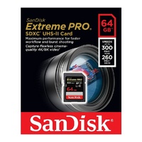 SanDisk SD Card  Extreme Pro 64GB SDXC UHS-II Memory Card DSLR 4K Video 300MB/s SDSDXDK-064G