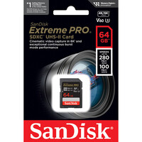 Sandisk Extreme Pro SD Card 64GB SDXC UHS-II Memory Card 6K Video SDSDXEP-064G