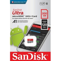 SanDisk Ultra 200GB Micro SD Card SDXC A1 UHS-I 120MB/s Mobile Phone TF Memory Card SDSQUA4-200G