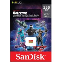 SanDisk Extreme For Mobile Gaming Micro SD Card 256GB SDXC UHS-I U3 SDSQXAV-256G