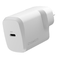 Cygnett PowerPlus 30W USB-C PD GaN Fast Wall Charger -White(CY4736PDWCH),Palm-Size,Portable,Travel-Ready,Best for iPhone,Samsung's PPS & USB-C Devices